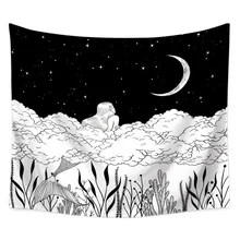 Эскиз художественный гобелен полиэфирная ткань принт Настенный Ковер домашний декор абстрактная черно-белая линия рисунок нарисованный гобелен Декор