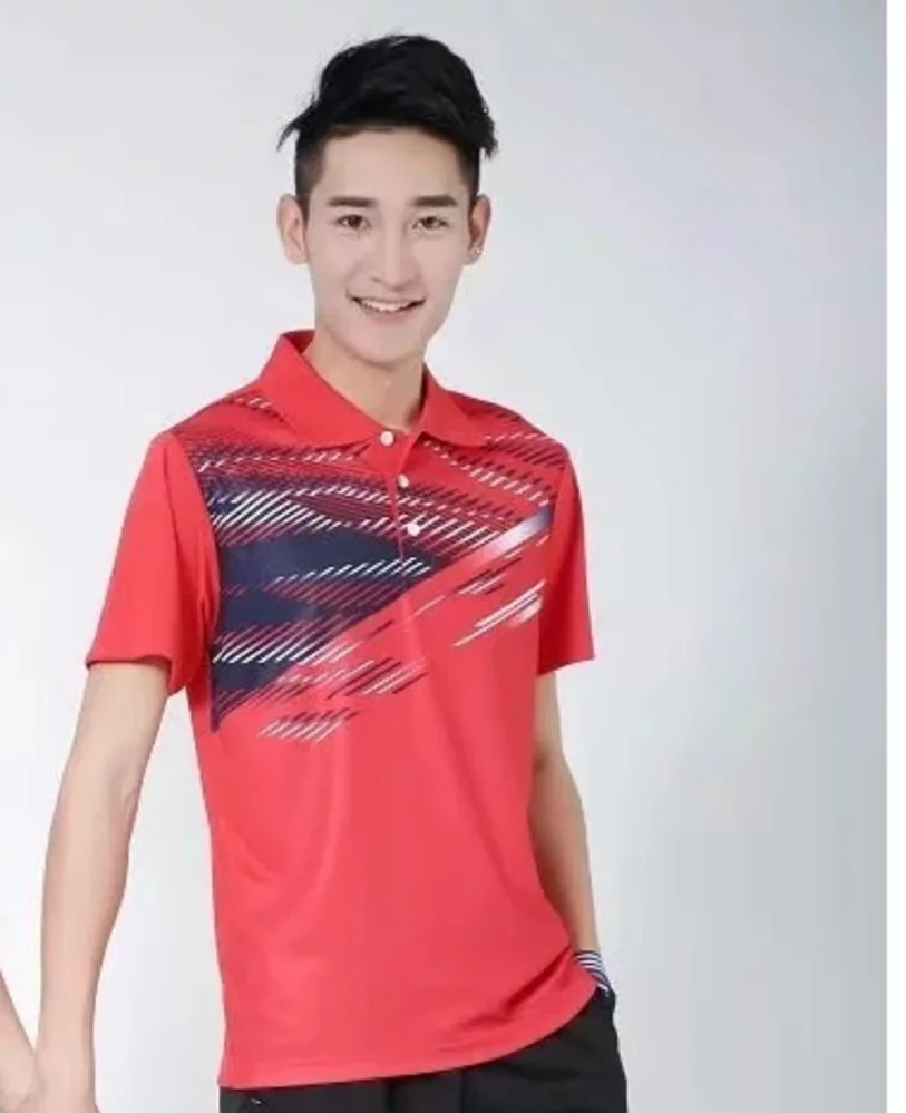 New Tennis Sports Leisure Badminton Jersey Men And Women Quick Drying Short Sleeve Shirt+shorts Clothing Set L2035YPD - Цвет: ONLY RED SHIRT