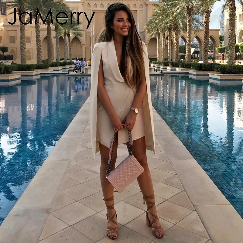 Женское винтажное платье блейзер JaMerry офисное без рукавов вечерние однотонные