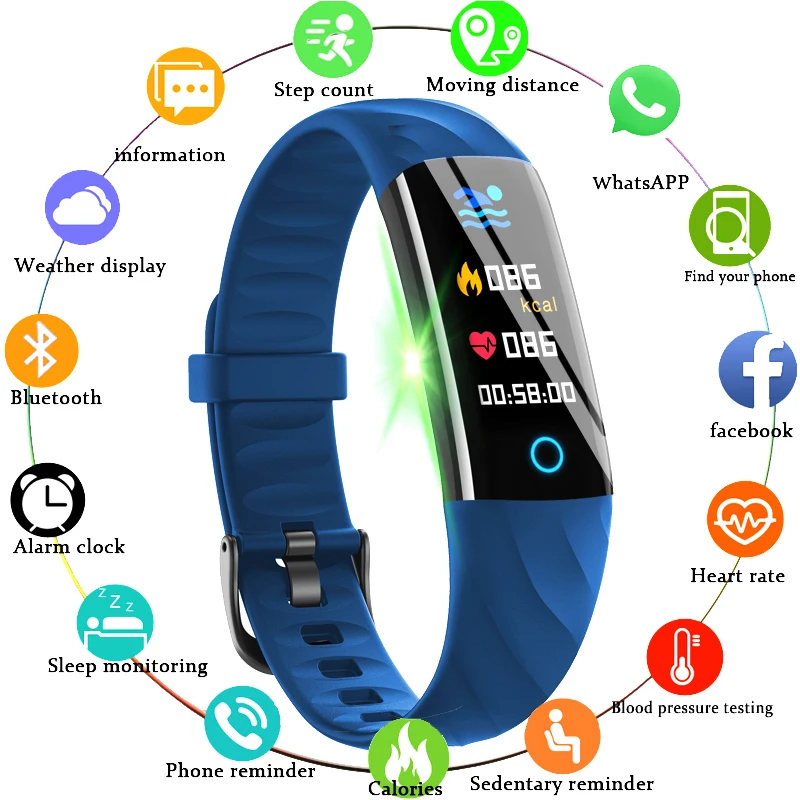 

Swimming Smart Watch OLED Watch Cool Color Breathing Light Pedometer Heart Rate Monitor Blood Oxygen Fitness Tracker Sport Watch