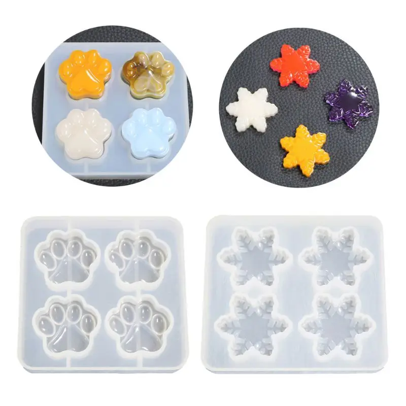

Cute Pet Paw Snowflake Pendant Silicone Resin Mold Jewelry Making Baking Tools