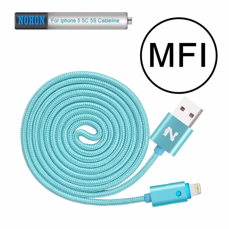 MFI For iPhone5 5S SE 5C 6 Plus ipad 4 mini Air NOHON 150cm LED SMART for Lightning Dock USB Data Charger Cable Line IOS 6 7 8 9 (7)