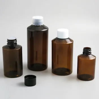 

30 x Empty Amber Green PET Bottle With plastic cap 50 100 150 200 ml Cosmetic Container 5oz Big Cleanser Cream Liquid Bottle