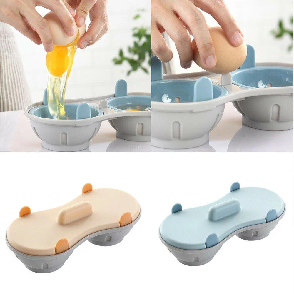 

1PC Useful Microwave Perfect Eggs Poacher Double Cup Egg Cooker Steamer Cookware Kitchen Household Tools & Gadgets Egg Pan