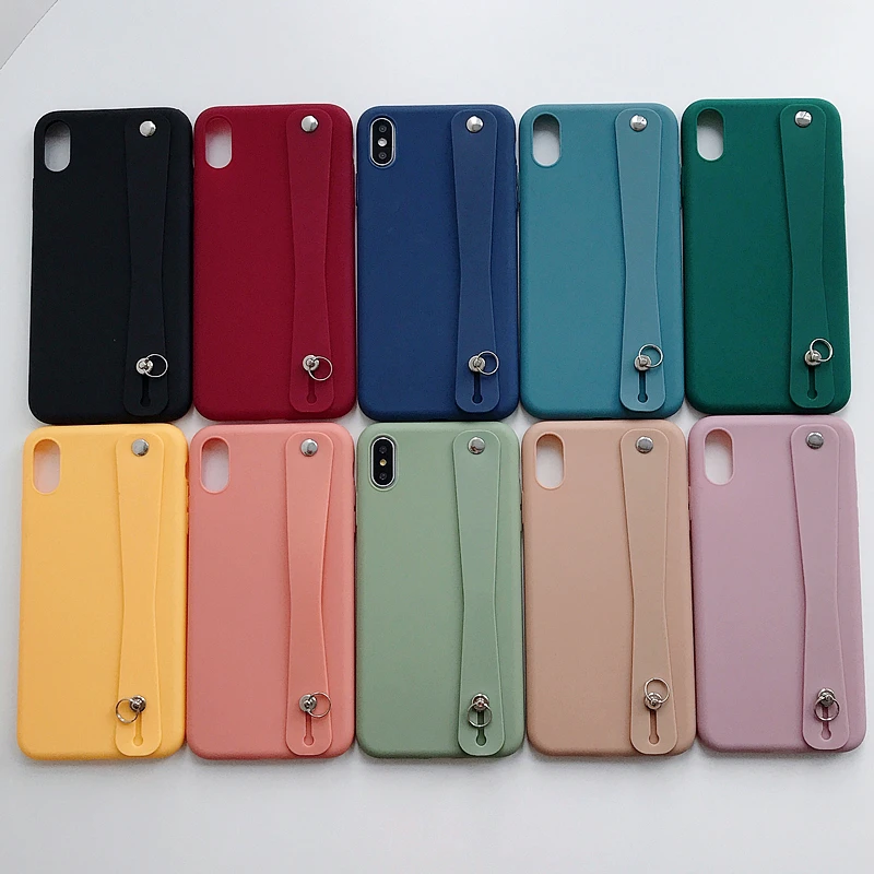 Карамельный цвет ремешок держатель чехол для телефона для iPhone 11 Pro Max XR XS Max X 7 8 6S Plus Чехол Мягкий ТПУ полный корпус задняя крышка телефона