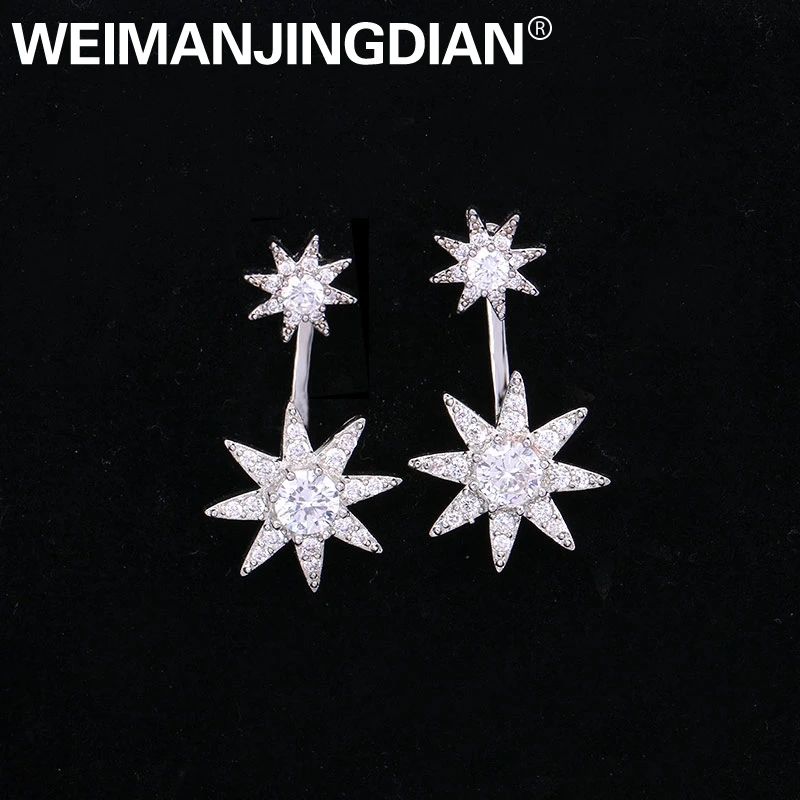 

WEIMANJINGDIAN New Arrival Starburst Cubic Zirconia CZ Crystal Dangle Drop Earrings for Women