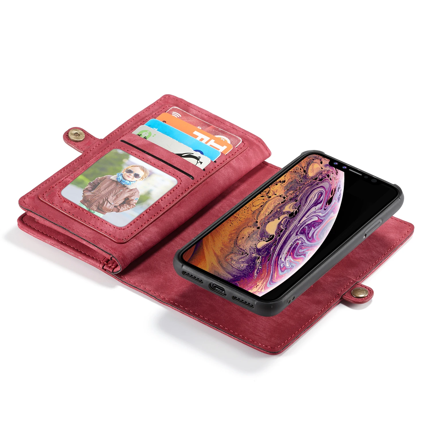 Чехол-кошелек для iPhone XS Max 2 в 1 съемный магнитный флип-чехол из натуральной кожи для iPhone XS XR 7 8 Fundas