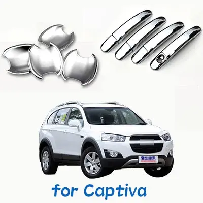 Для chevrolet captiva vauxhall opel antara хромированные покрытия для дверных ручек 4 шт./компл. Chevy 2006- автомобильные аксессуары наклейки стайлинга автомобилей - Цвет: Handle and Bowl