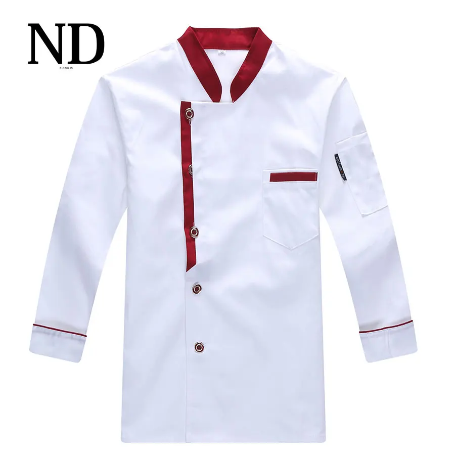 2017 New Chef Uniforms Chefs Clothing for Men/Women Cooking Costume Coat Long Sleeve 3 Colourin