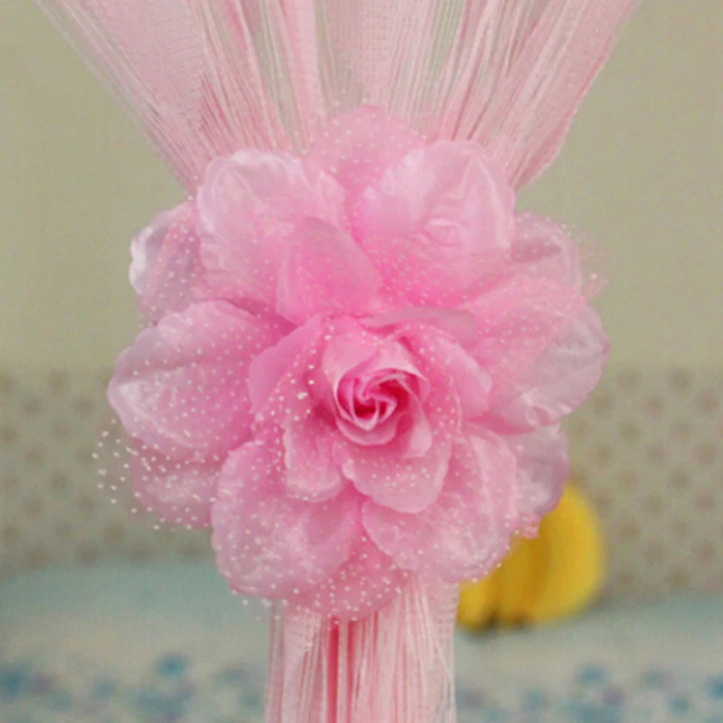 

Flower Curtain Clip-on Tie Band String Home Decoration Curtains Backs Holdback Tieback Holder Clip Polyester Floral