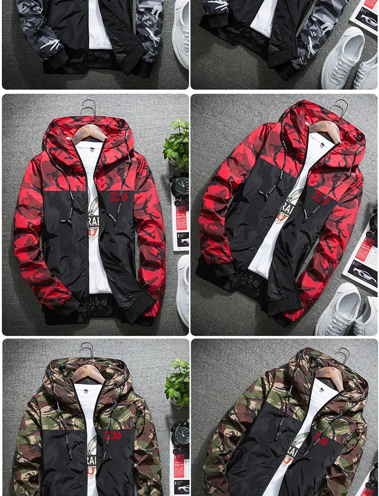 Roupas de Pesca Jaquetas de Pesca Camisa dos Homens do Esporte Esporte ao ar Daiwa Longo Mangas Dawa Pesca ao ar Livre Respirável Camuflagem 9 Roupas de pesca