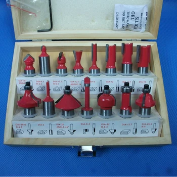 

1/2"(12.7mm) 15 PCS Shank Tungsten Carbide Router Bit Set Wood Woodworking Cutter Trimming Knife Forming Milling / Wood Case box