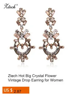 Ztech Pink Color Big Statement Crystal Earrings For Women Brincos Grandes New Arrival Fashionable Rhinestone Drop Earring