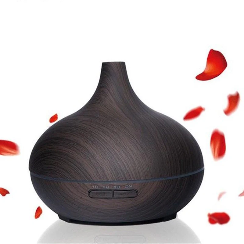 300ml Air Humidifier Essential Oil Diffuser Aroma Lamp Aromatherapy Electric Aroma Diffuser Mist Maker for Home-Wood