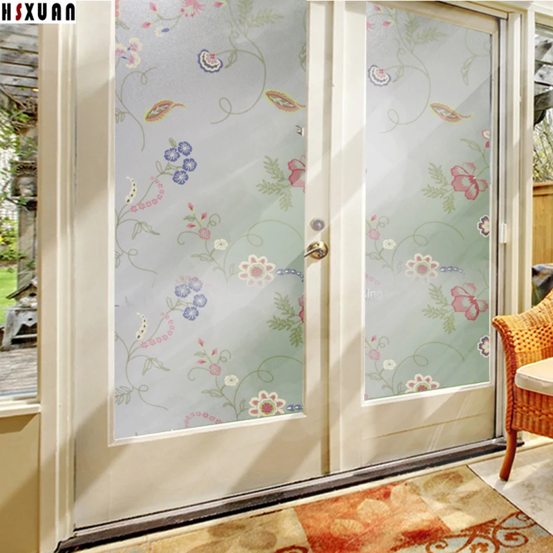 Por Opaque Window Clings Lots Magnolia Flower Stained Gl Film Static Cling Window For Bathroom Frosted Privacy Decoration
