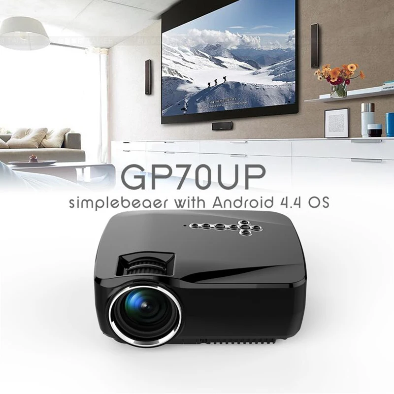 

Android 4.4 Wifi Bluetooth Mini LED Portable Projector Home Theater Projector 1200Lumen Support Miracast Airplay AC3 Projector