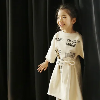 

New 2019 Spring Girls Long Shirt Kids Casual Letter Shirt Toddler Irregular T-shirt Girls Dress Cotton Comfortable 3-12y