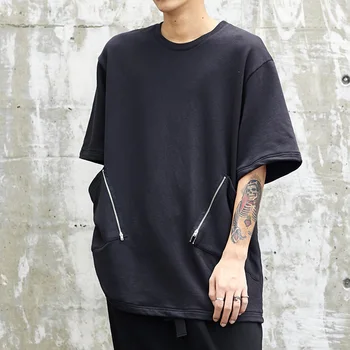

Men Streetwear Japan Style Loose Casual Short Sleeve T-shirts Male Black O- Neck Punk Gothic Hip Hop Tee Shirt Fashion T Shirt