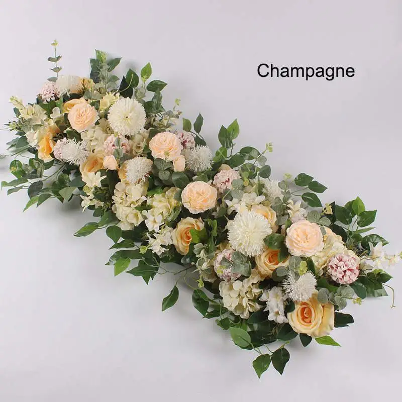 50 см Длина Шелковый цветок с пеной DIY Арка ряд цветов акантосфера Роза Пион смесь Цветок Для свадебное оформление украшение - Цвет: Champagne
