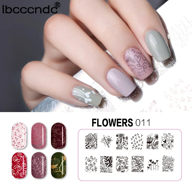 

IBCCCNDC Lace Flowers Patterns for Nail Art Templates Steel Plate Nail Stamping Plates Manicure Nail Painting Design Tools 1pc