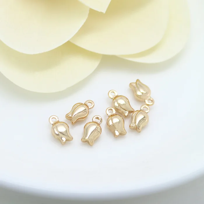 

20PCS 7.5x4MM 24K Champagne Gold Color Plated Brass Flower Bud Charms Pendants High Quality Diy Jewelry Accessories