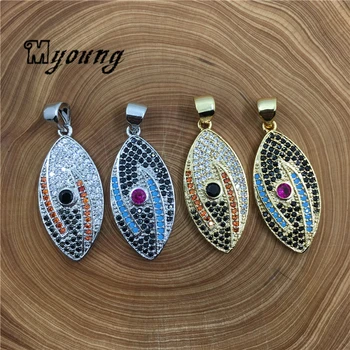 

Evil Eye Shape Cubic CZ Micro Paved Zirconia Pendant Charms,Colorful Zircon Paved Jewelry Making Spacer Findings,MY1808