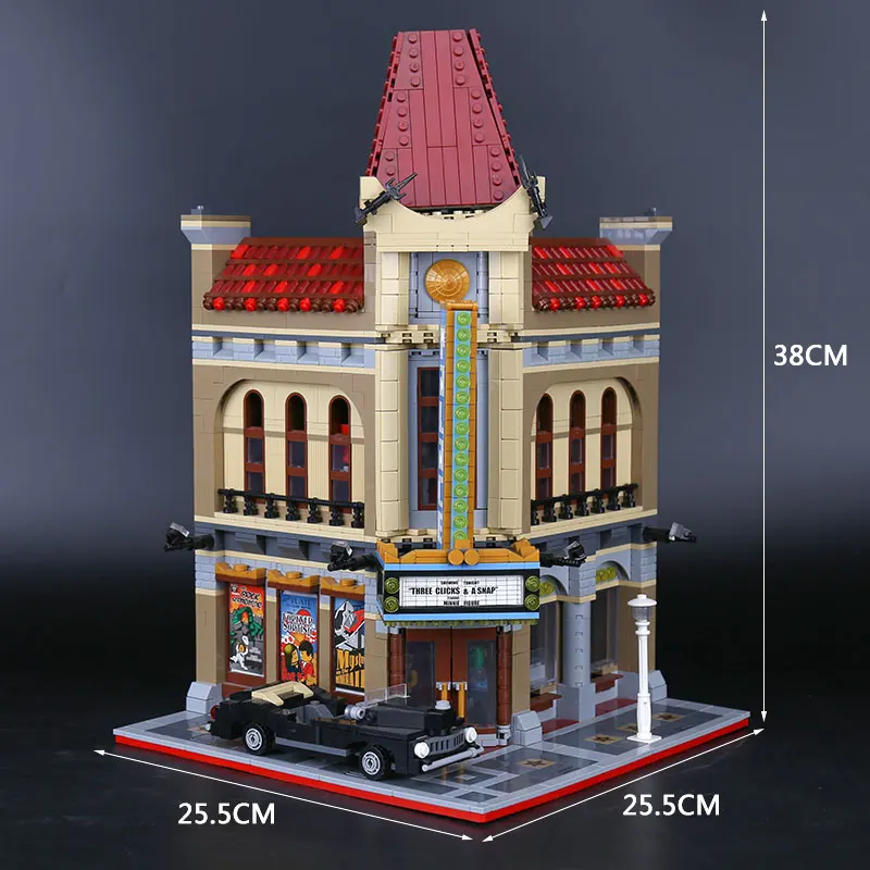 Город улица 15006 здание кинотеатра модель строительные блоки набор совместим с 10232 классическое строение зданий игрушки