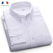 LANG men G Мужская рубашка с длинным рукавом новая мода высокое качество однотонные повседневные рубашки деловые рубашки для мужчин брендовая одежда