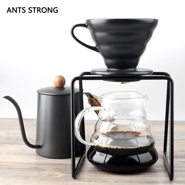 Cheap ANTS STRONG 1set geometry coffee dripper stand/household V60 drip filter holder metal filter cup holder set