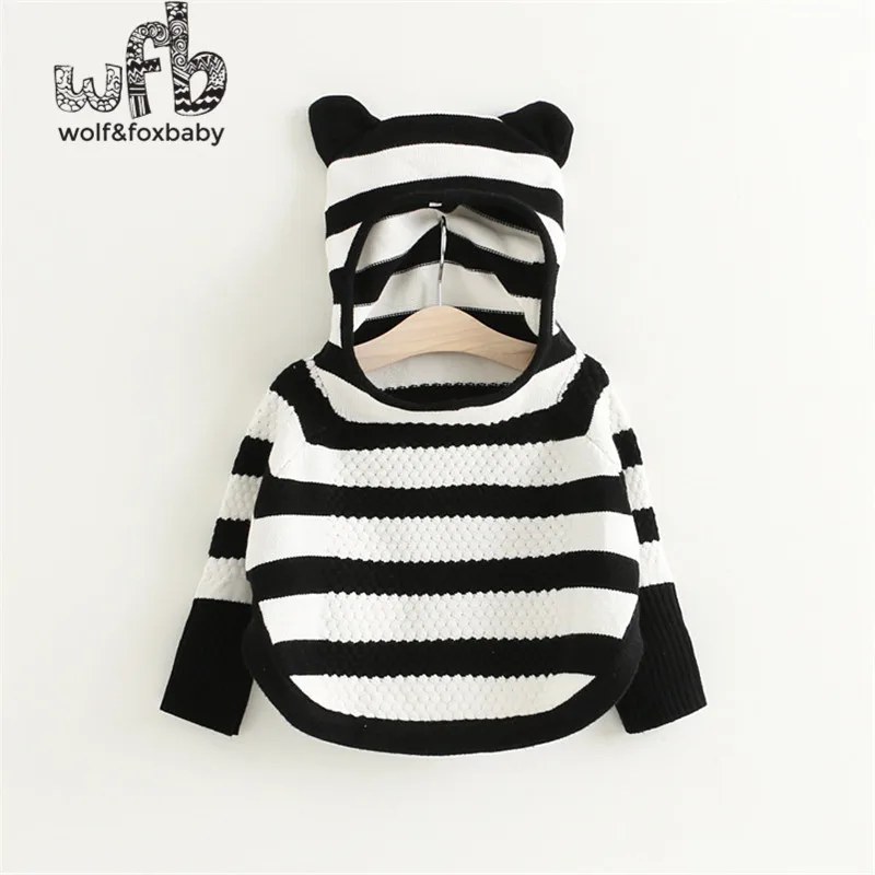 Розничная, вязаные свитера для детей от 3 до 10 лет детская одежда в полоску с рисунком Одежда для младенцев на весну и осень