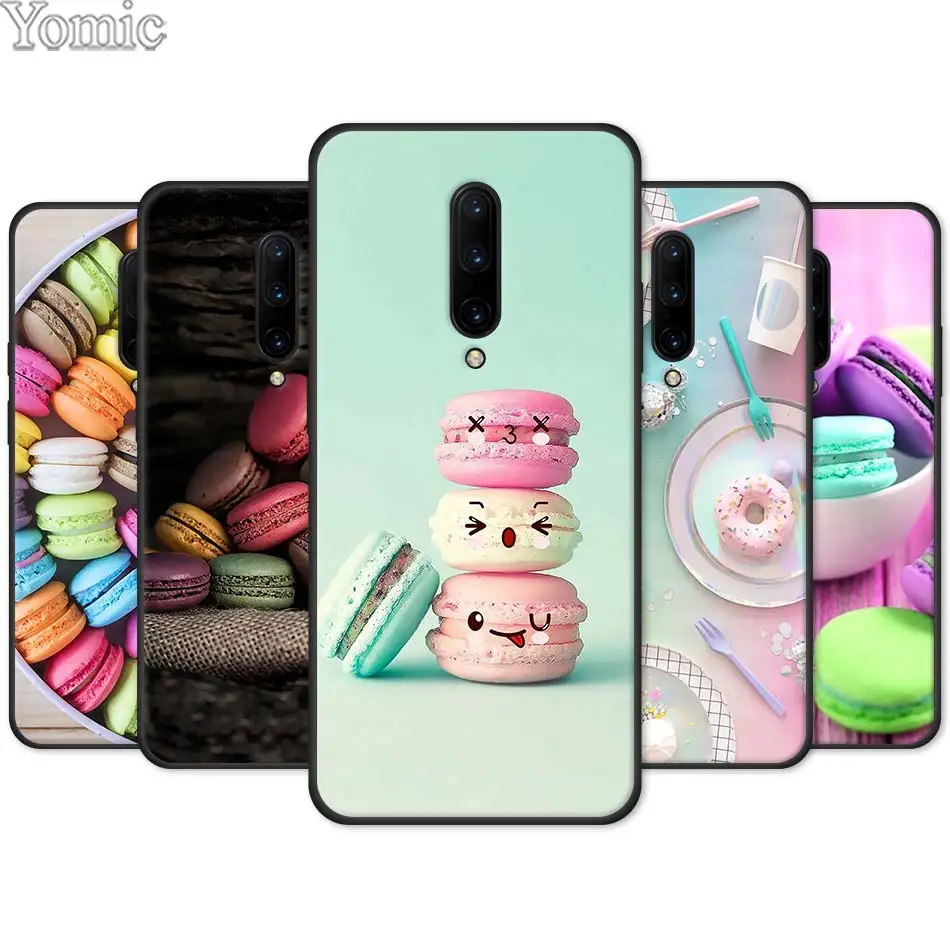 food for Macarons Biscuits Black Soft Case for font b Oneplus b font font b 7