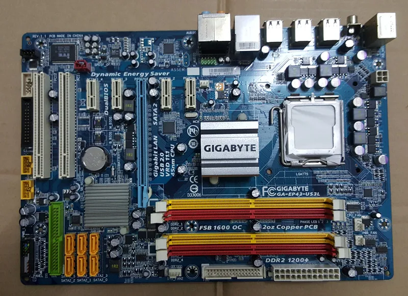 P43 motherboard for Gigabyte GA-EP43-US3L DDR2 LGA 775 EP43-US3L for Intel P43 LGA 775 For DDR2 16G SATA2 USB2.0 ATX intel g31 micro atx lga 775 ddr2 computer motherboard blue silver