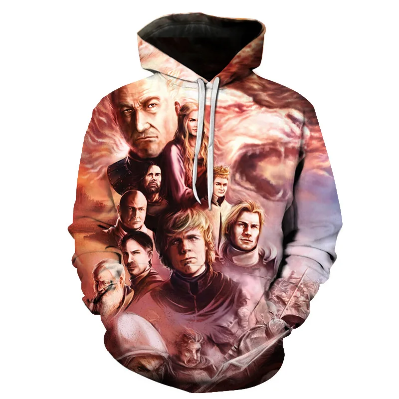 New Movie Game of thrones Hoodie Men Women All characters Cosplay 3d Sweatshirts Hoodies Casual Men Streetwear Pullover 6XL