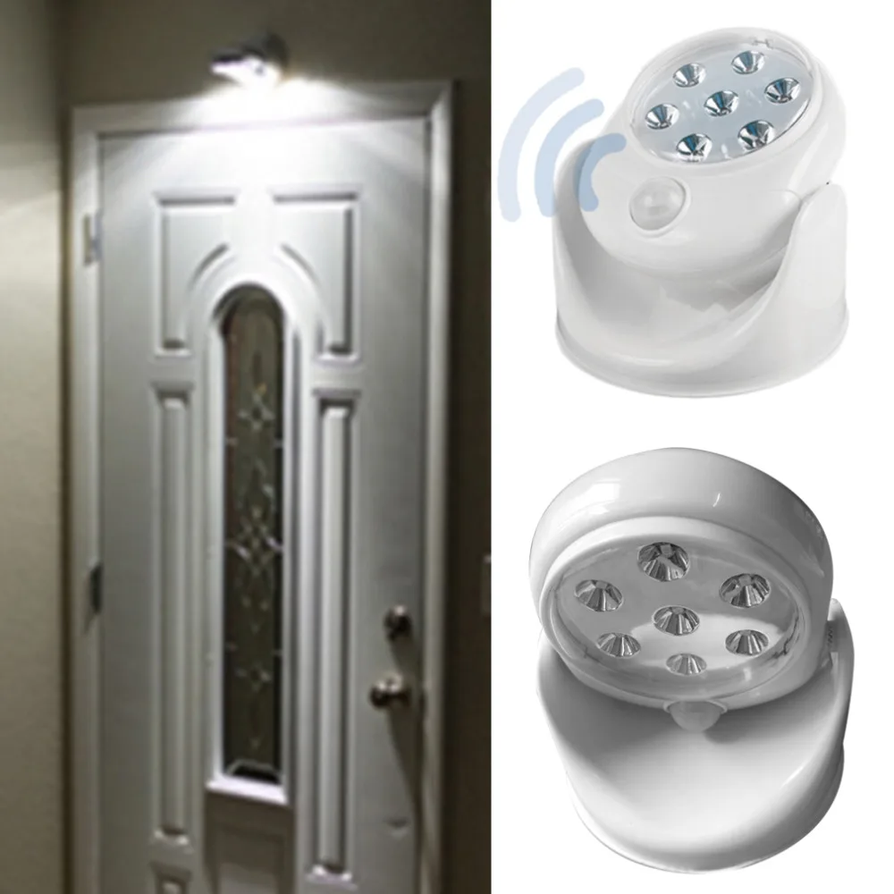  6V 7 LEDs Cordless Motion Activated Sensor Light Lamp 360 Degree Rotation Wall Lamps White Porch Li - 33054126454