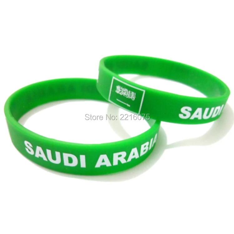 300pcs Flag Saudi Arabia wristband silicone bracelets free shipping by DHL expressin Cuff