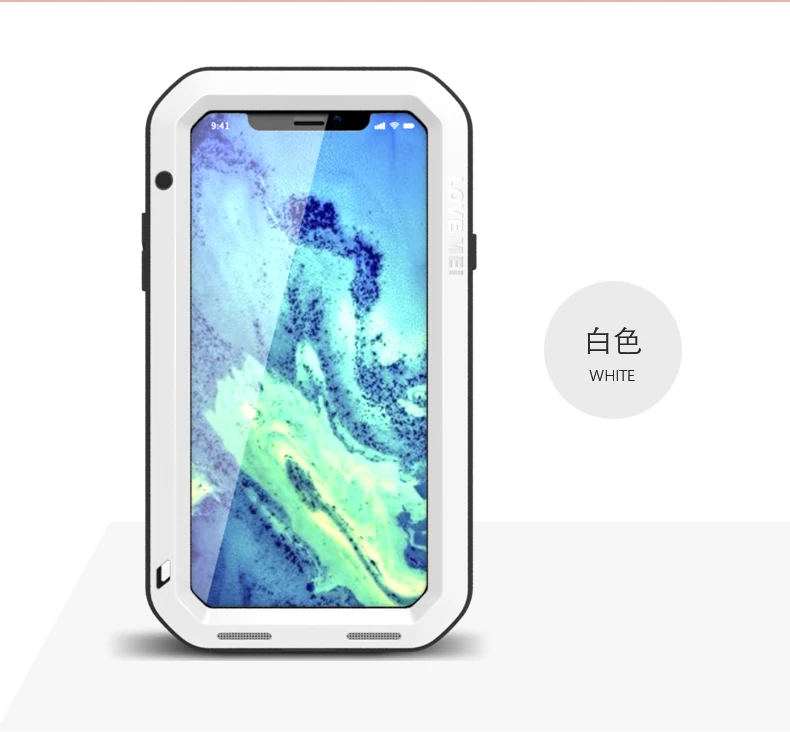 Для iphone X LOVE MEI металлический/алюминиевый Мощный водонепроницаемый противоударный чехол Gorilla glass для Apple iphone X/6/6 S/7/8/Plus - Цвет: white