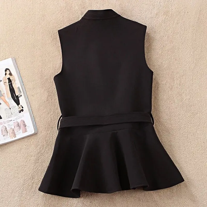 CHICEVER 2018 Autumn Waistcoat For Women Female Vest Lace Up Ruffles Slim Sleeveless Plus Size Women's Vest Coat Fashion Korean
