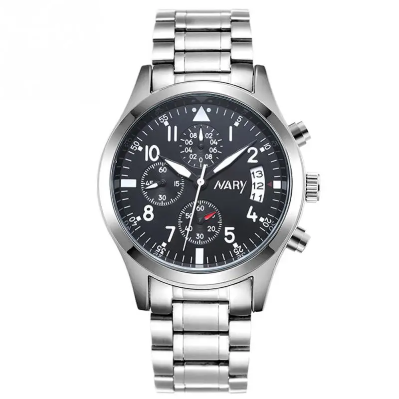 

NARY Trendy Man Calendar Waterproof Analog Display Quartz Steel Strap Wrist Watch