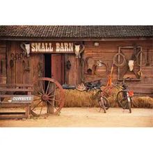Небольшой сарай деревянная дверь винтажный фон для фотосъемки деревенский цифровой печатный сена велосипеды ковбойские Детские Новорожденные фото фоны