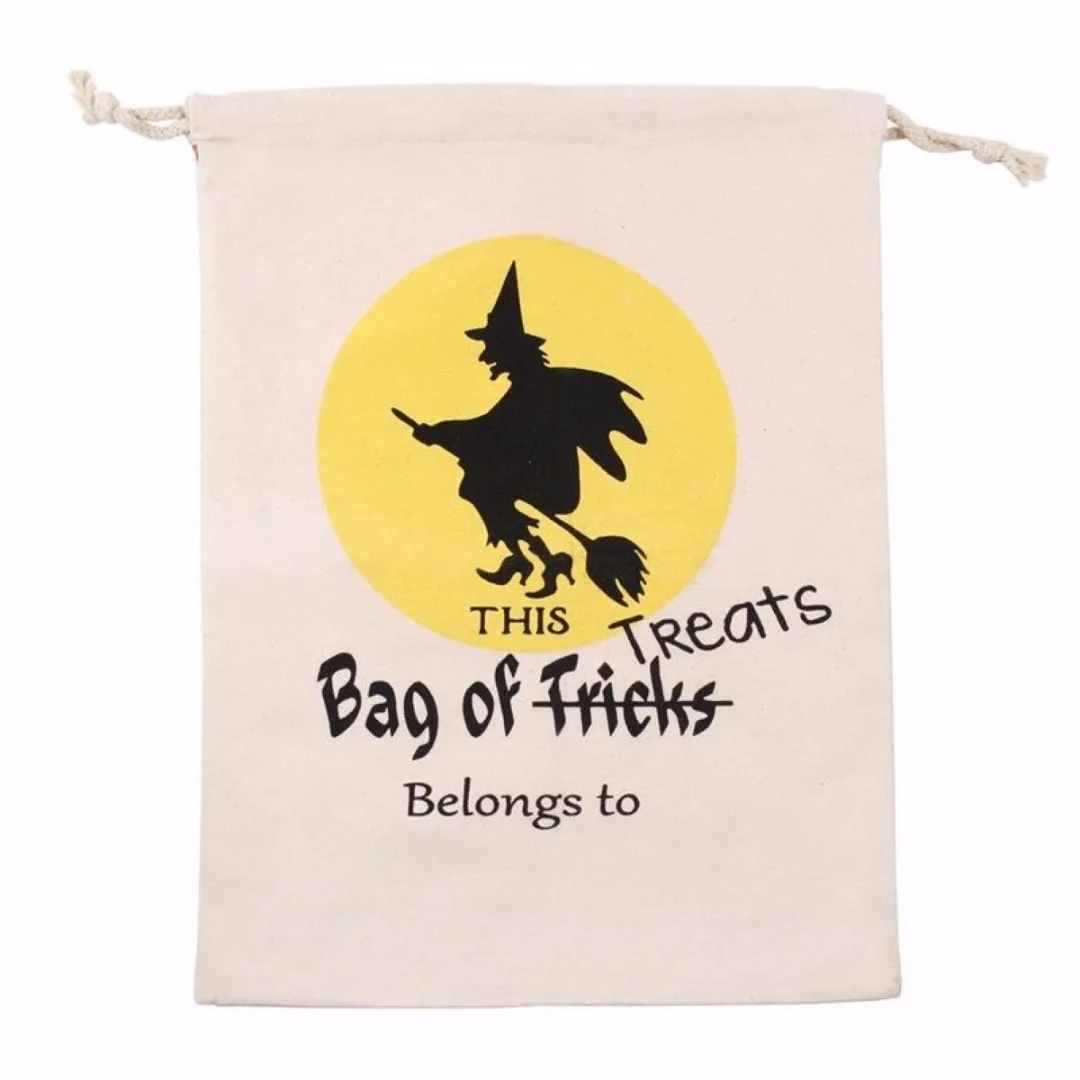 1pc Halloween Pumpkin Spider Canvas Bag Beam Port Drawstring Sack Candy Gift Bag New