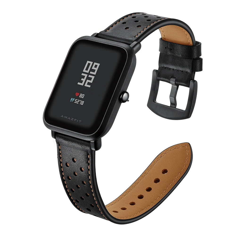 Кожаный ремешок Amazfit Bip для оригинальных смарт-часов Xiaomi Huami Amazfit Youth Edition Huami Bip BIT Lite Watch Band Pulsera 20 мм