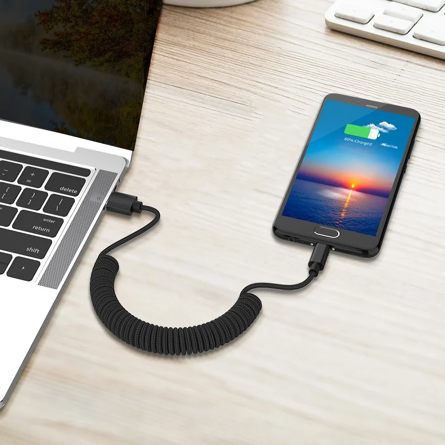 

Spring USB c Cable for SAMSUNG S9 Retractable Tpye-C micro usb Cable For Huawei P20 Fast Charging Data Cord Wire cabo Adapter