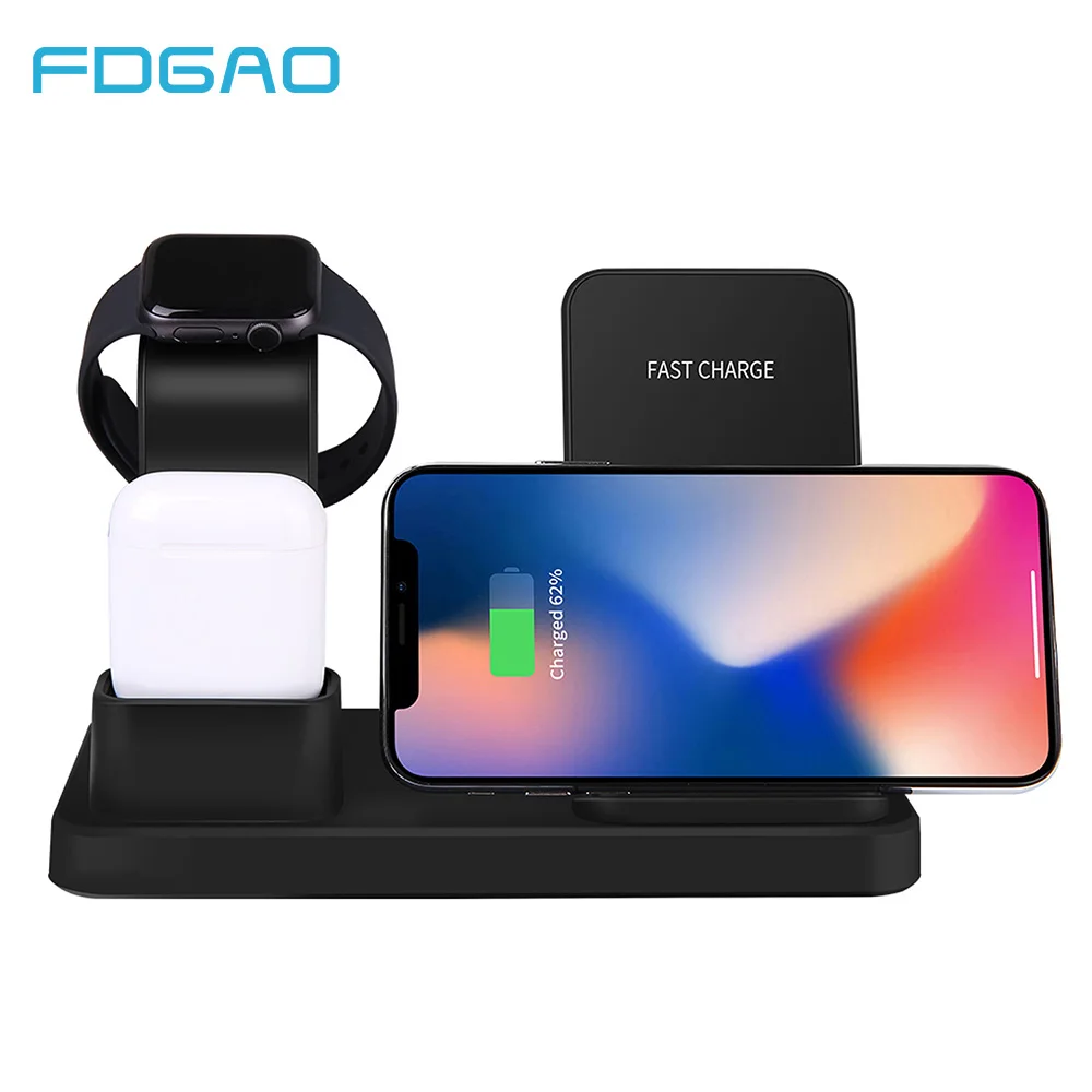 

3 in 1 Qi Wireless Charger for iPhone XS XR X 8 Airpods Samsung S10 S9 Fast 10W Charging Dock Station for Apple Watch 4 3 iWatch