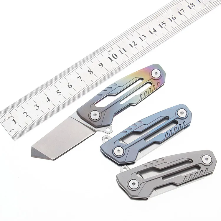 

New Titanium Handle Outdoor Folding Knife 9CR18MOV Bade Knife Camping Sharp-edged Tactics Pocket knife Free Shipping1