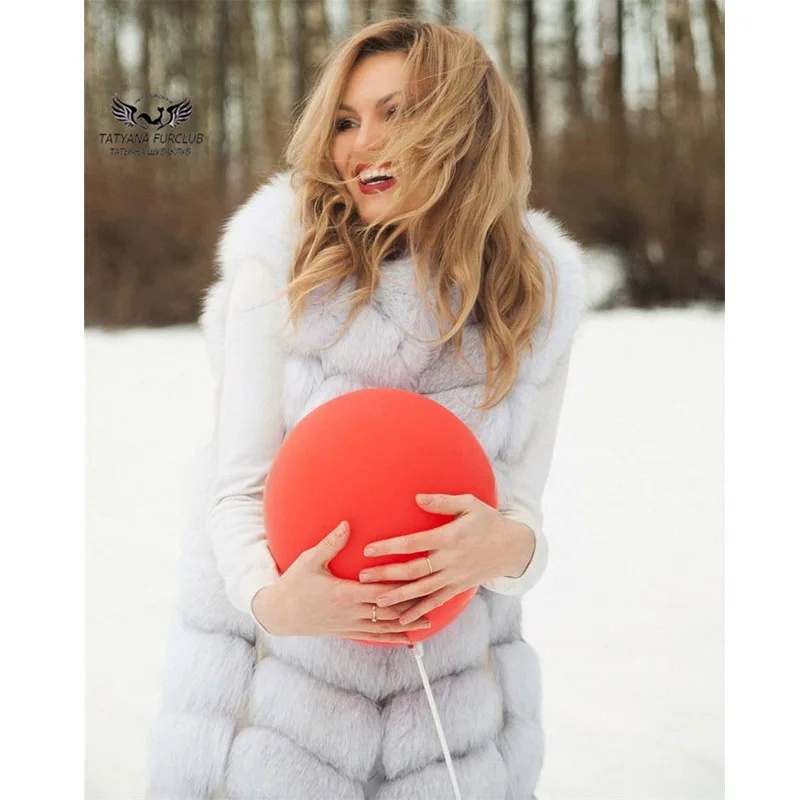 Beste Nieuwe Mode Luxe Echt Bont Lange Vesten Zwart Winter amp; Herfst Fur Jacket Vest China Natuurlijke Vos Bont Voor vrouwen Kleding Top
