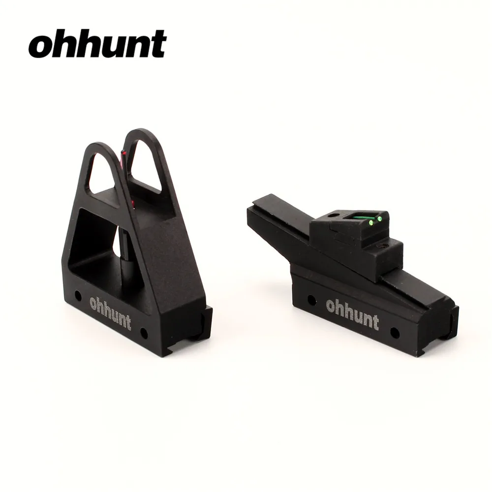 Ohhunt Tactical Front Rear Sights Fiber Optic Open Sight Dovetail Rail Mount Quick Release