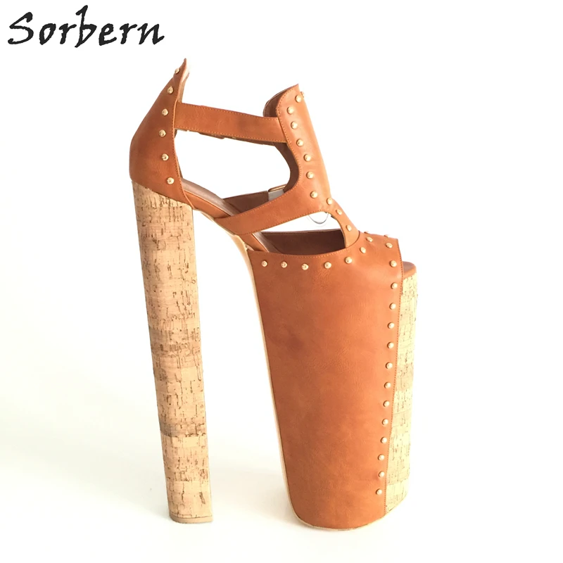 Sorbern Extrem High Heel Customized Thick Platforms Women Pump Shoes Sexy Fetish Shoes Show Runway Pumps Plus Size EU34-46