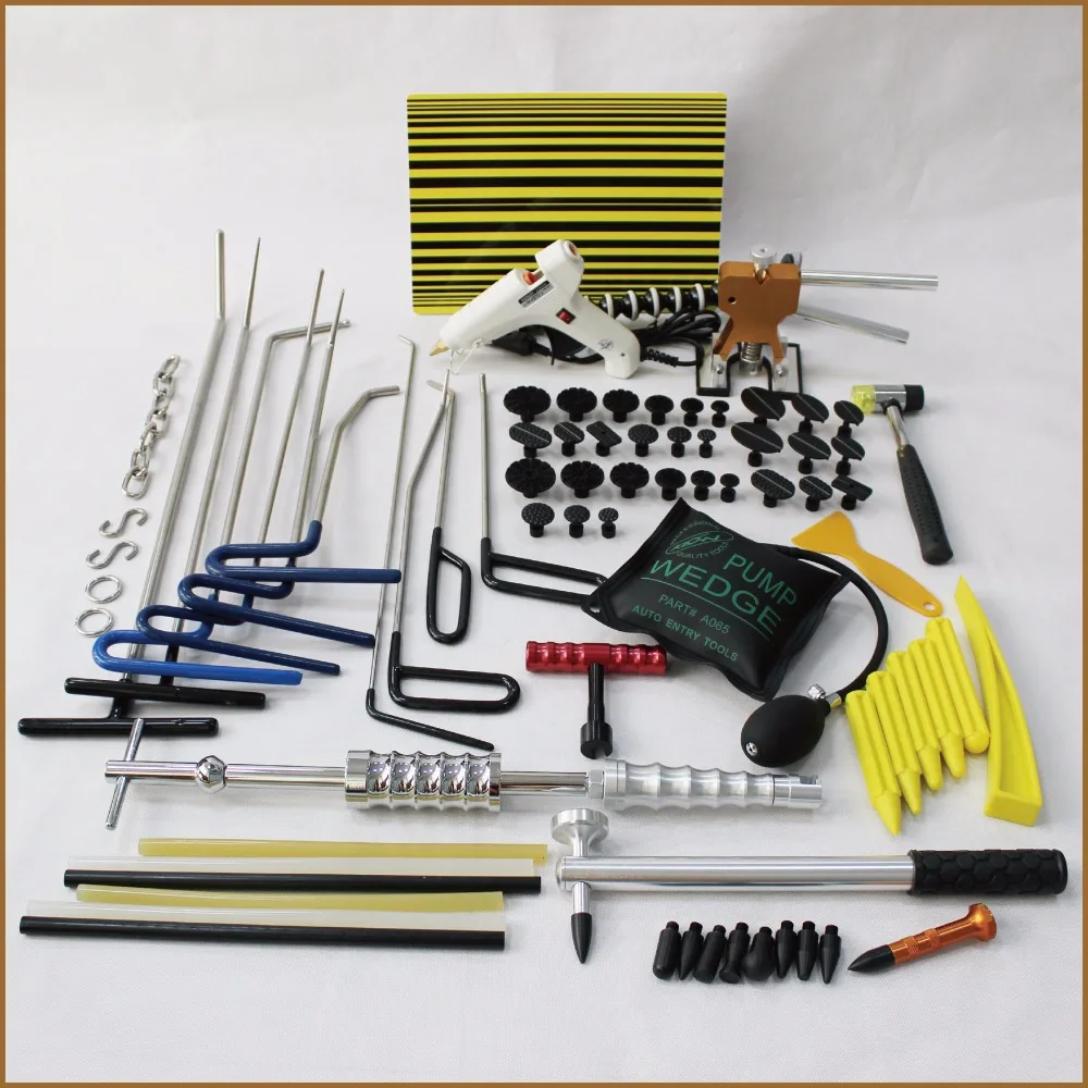 

pdr tools kit remove dents puller repair paintless car body super hotbox auto system hammer lifter suction hooks rods wedge set