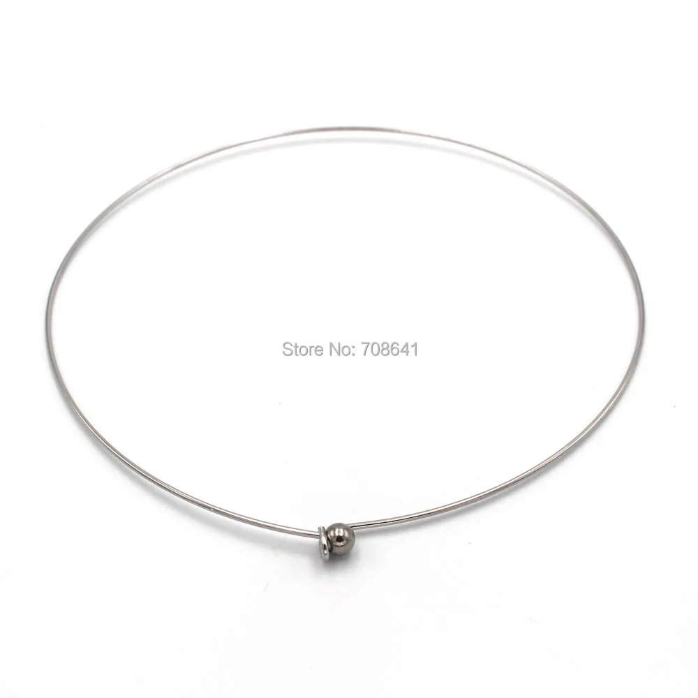 

138mm Stainless Steel Wire Chocker Simple Circle Hook Lock Cuff Metal Chocker Necklace for Women NO Fade DIY Jewelry Findings