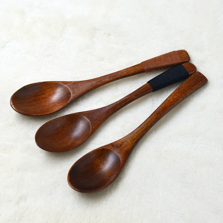 15-3cm Wooden Spoon Soup Coffee Dessert Ice Cream Cake Spoons Kids Tableware (4)